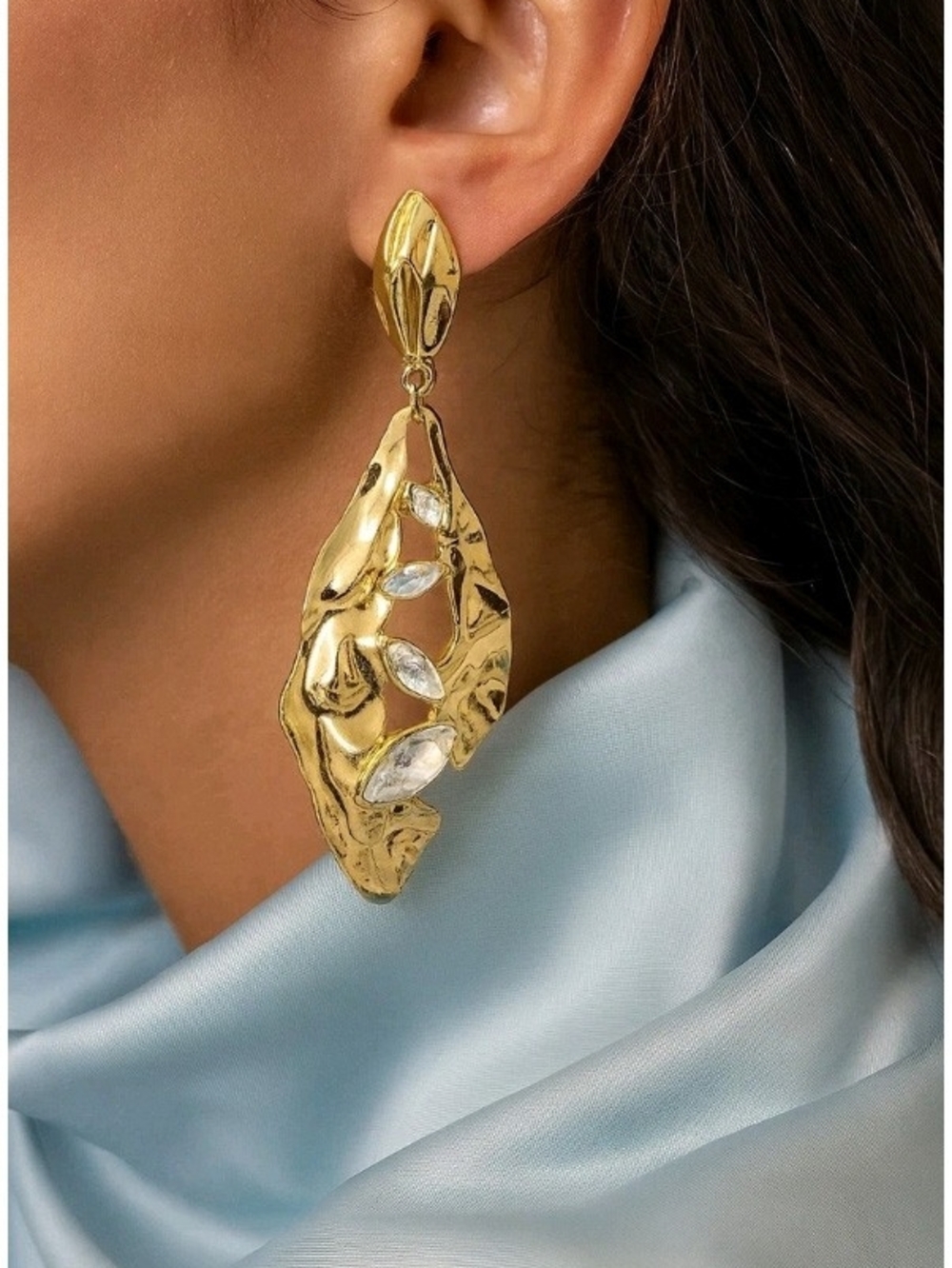 Gold Leaf-Accent Drop Earrings for Women in Style Of ALEXIS BITTAR NWOT!